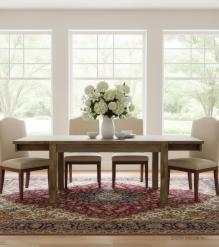 EXTENDABLE SOLID WOOD DINING TABLE W/ SELF-STORING EXTENSIONS