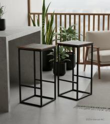 RECLAIMED WOOD AND IRON BAR STOOL
