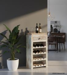 SOLID RECLAIMED TEAK WOOD WINE BAR W/ DRAWER & TRAY
