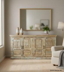 SOLID RECLAIMED TEAK SIDEBOARD W/4 DOORS