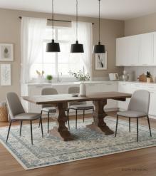 SOLID WOOD PEDESTAL EXTENSION DINING TABLE