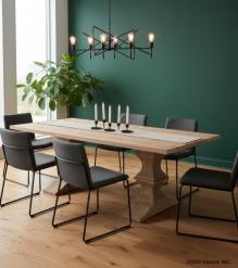 SOLID WOOD PEDESTAL DINING TABLE