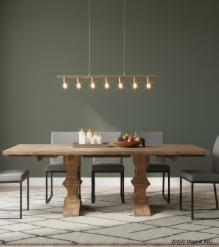 SOLID WOOD PEDESTAL EXTENSION DINING TABLE