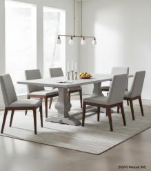 SOLID WOOD PEDESTAL TRESTLE TABLE W / EXTENSIONS
