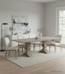 SOLID WOOD PEDESTAL EXTENSION DINING TABLE