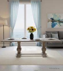 SOLID WOOD PEDESTAL EXTENSION DINING TABLE