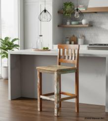 SOLID RECLAIMED TEAK WOOD COUNTER HEIGHT STOOL