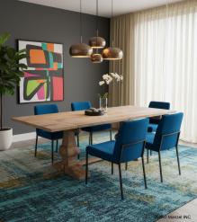 SOLID WOOD PEDESTAL TRESTLE TABLE W / EXTENSIONS