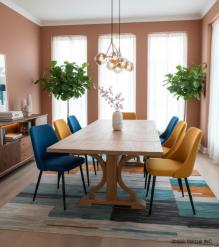 SOLID WOOD X BASE TRESTLE DINING TABLE W/ EXTENSIONS