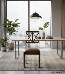 SOLID WOOD & LEATHER CHAIR