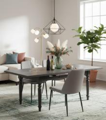 EXTENDABLE SOLID WOOD DINING TABLE W/ SELF-STORING EXTENSIONS