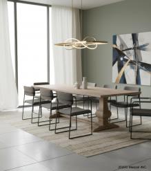 SOLID WOOD DINING TABLE W/ PEDESTAL BASE