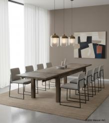 EXTENDABLE SOLID WOOD DINING TABLE W/ SELF-STORING EXTENSIONS