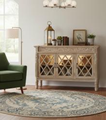 HAND CARVED SOLID WOOD SIDEBOARD