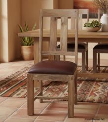 SOLID WOOD DINING CHAIR W/ GENUINE LEATHER UPHOLSTERED SEAT
