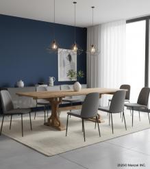 SOLID WOOD X BASE TRESTLE DINING TABLE W/ EXTENSIONS