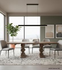 SOLID WOOD PEDESTAL EXTENSION DINING TABLE