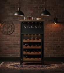 SOLID WOOD & IRON BAR CABINET