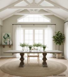 SOLID WOOD PEDESTAL EXTENSION DINING TABLE