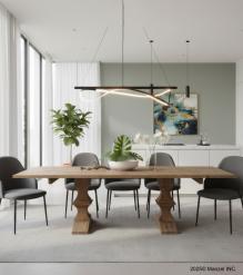 SOLID WOOD PEDESTAL EXTENSION DINING TABLE