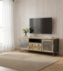 SOLID WOOD & IRON MEDIA CABINET