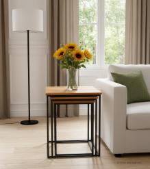 WOOD & IRON NESTING TABLES
