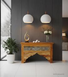 HAND CARVED SOLID RECLAIMED TEAK WOOD CONSOLE