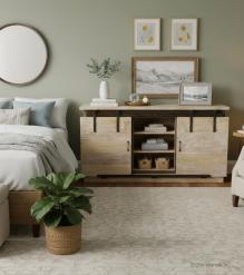 SOLID RECLAIMED TEAK WOOD SIDEBOARD W/ SLIDING DOORS