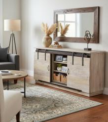 SOLID RECLAIMED TEAK WOOD SIDEBOARD W/ SLIDING DOORS