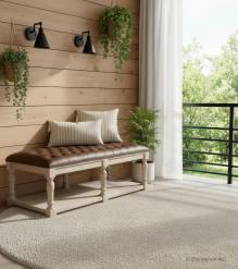 SOLID WOOD & FULL HIDE LEATHER COFFEE TABLE