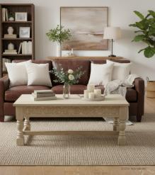 HAND CARVED SOLID WOOD COFFEE TABLE