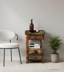 SOLID RECLAIMED TEAK WOOD SIDE TABLE END TABLE 