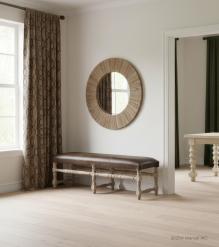 SOLID WOOD & UPHOLSTERED LEATHER BENCH