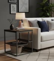 SOLID WOOD & IRON END TABLE