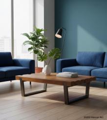 SOLID THICK RECLAIMED TEAK COFFEE TABLE W/ METAL BASE