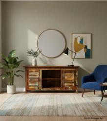 SOLID RECLAIMED TEAK WOOD 2 DOOR CONSOLE SIDEBOARD