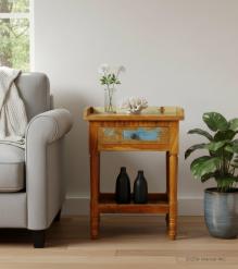 SOLID RECLAIMED TEAK WOOD END TABLE / NIGHTSTAND
