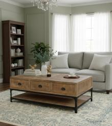 SOLID WOOD & IRON COFFEE TABLE