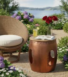 SOLID WOOD & METAL END TABLE
