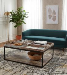 SOLID RECLAIMED TEAK & IRON TRAY COFFEE TABLE