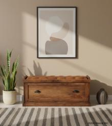 Wood Trunk w/ Upholstered Leather Top