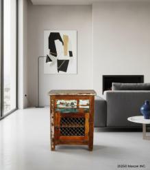 SOLID RECLAIMED TEAK WOOD END TABLE / NIGHTSTAND 