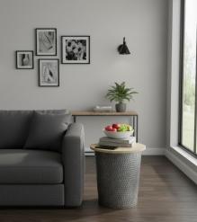 SOLID WOOD & IRON END TABLE