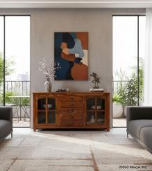 SOLID RECLAIMED TEAK & GLASS SIDEBOARD