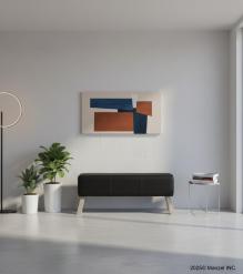 LEATHER & WOOD UPHOLSTERED BENCH