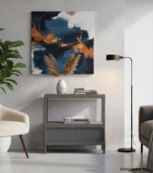 IRON WOODEN END TABLE