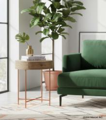 SOLID WOOD & IRON ROUND SIDE TABLE / OCCASIONAL TABLE