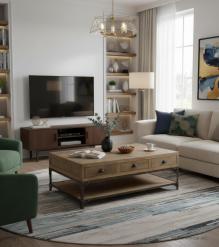 SOLID WOOD & IRON COFFEE TABLE