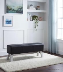 LEATHER & WOOD UPHOLSTERED BENCH