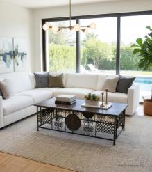 REPURPOSED IRON & SOLID WOOD COFFEE TABLE